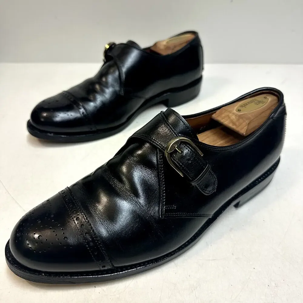 VGUC Allen Edmonds Hillsboro Single Monk Strap Cap Toe Brogue MiUSA 8 Wide EEE